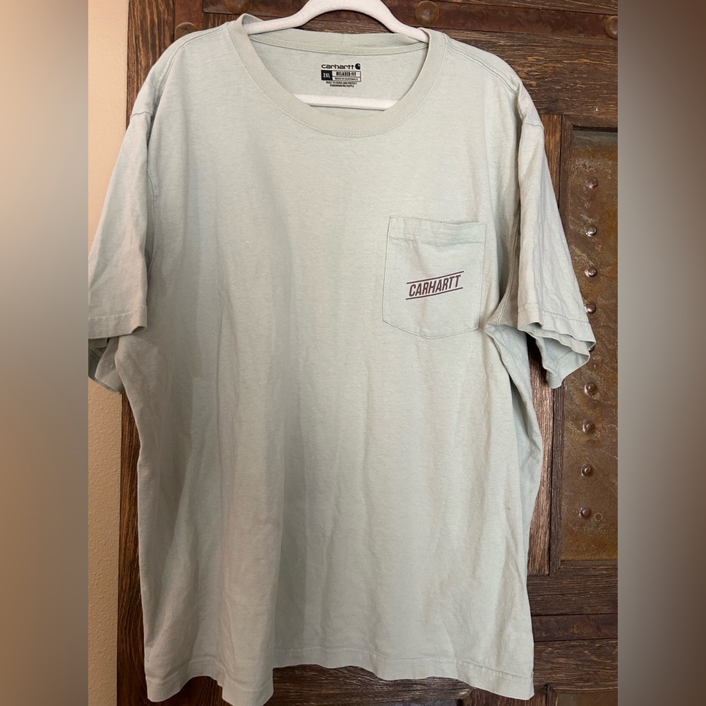 Carhartt pocket shirt with mountain design on back T-Shirt
